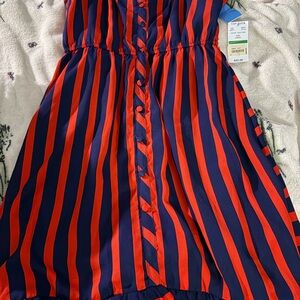 Striped Red and Blue Kids Casual Dress